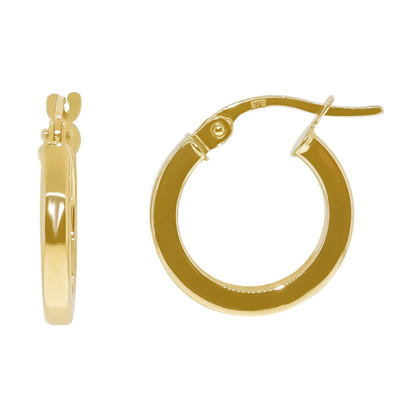 9ct Gold 10mm Square Hoop Earrings