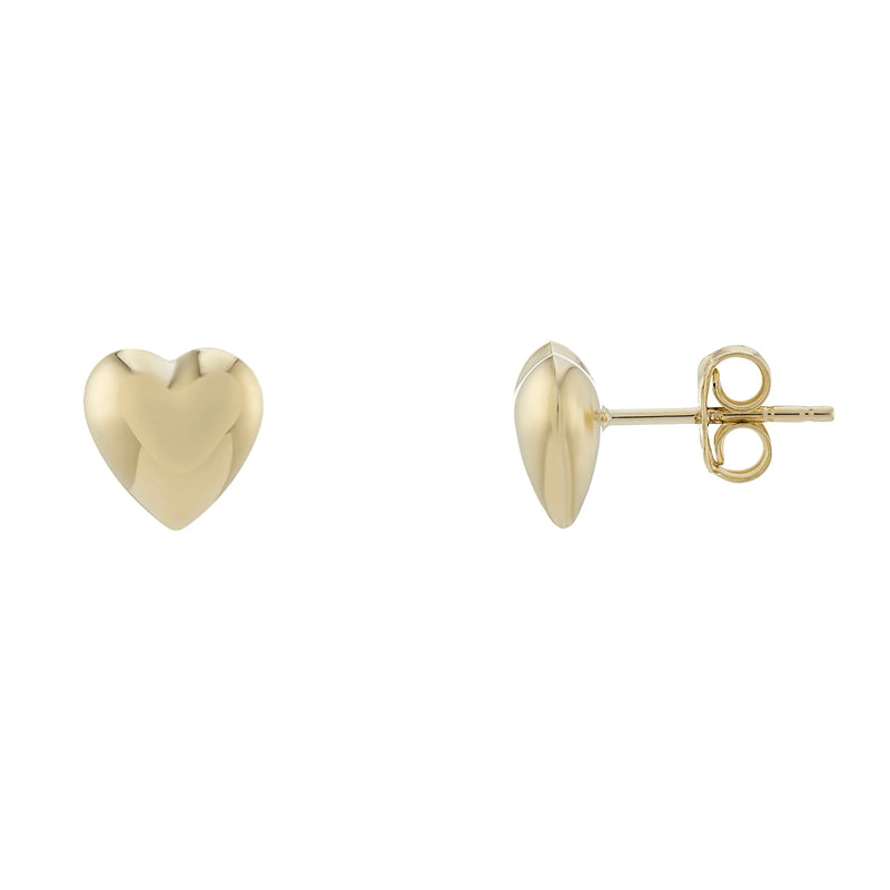 9ct Gold Plain Stud Heart Earrings