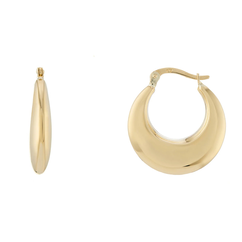 9ct Gold Plain Creole Hoop Earrings - GER196