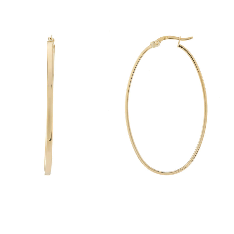 9ct Gold Large Oval Hoop Earrings - GER200