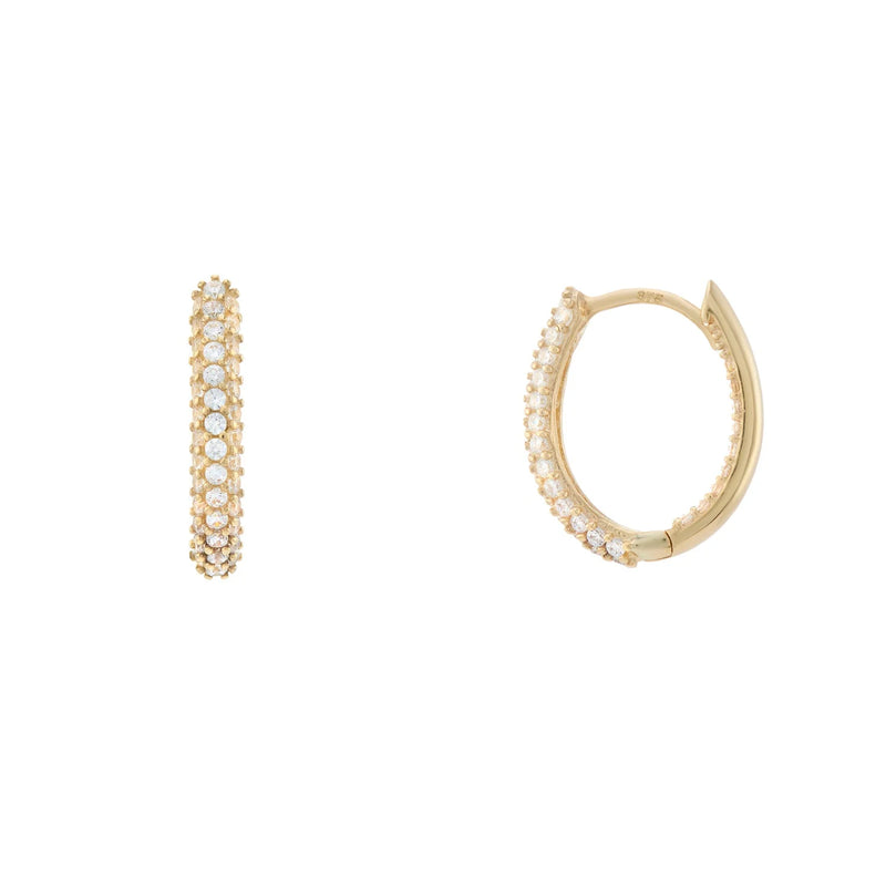 9ct Gold CZ Huggie Hoop Earrings - GER202