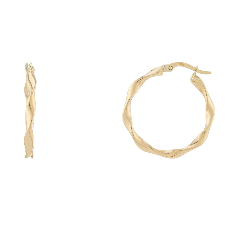 9ct Gold Twisted Hoop Earrings - GER205