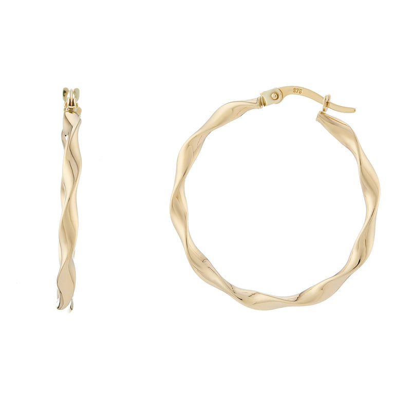 9ct Gold Twisted Hoop Earrings - GER206