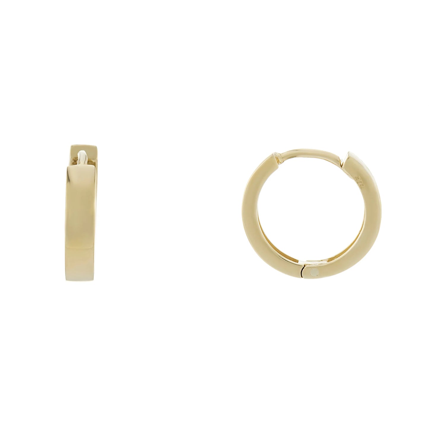 9ct Gold Plain Square Huggie Hoop Earrings - GER219