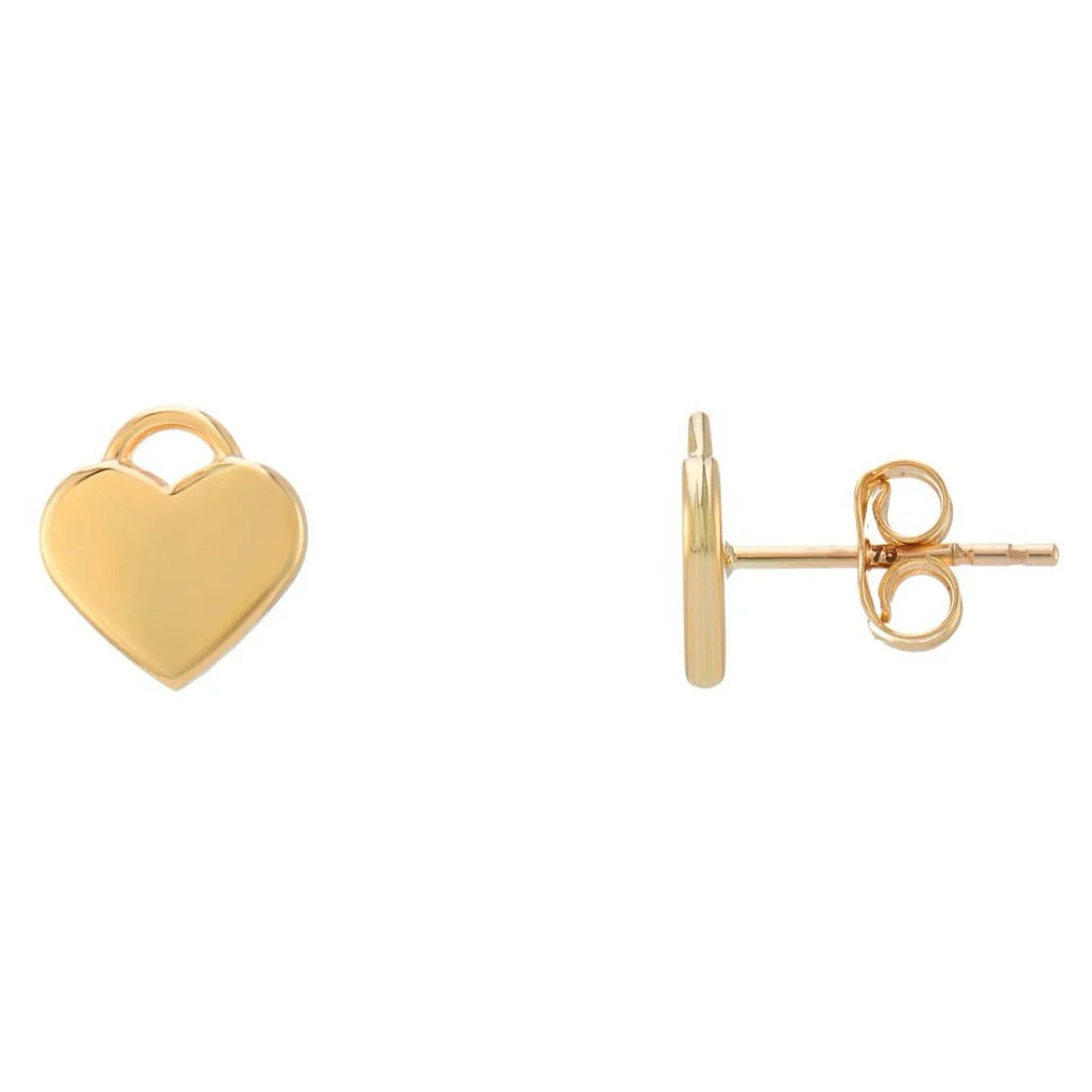 9ct Gold Heart Stud Earrings