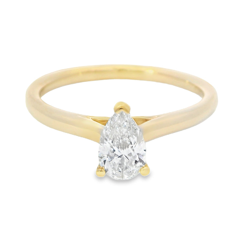 18ct Gold Pear Cut Solitaire Ring E/SI 1 - 0.50ct