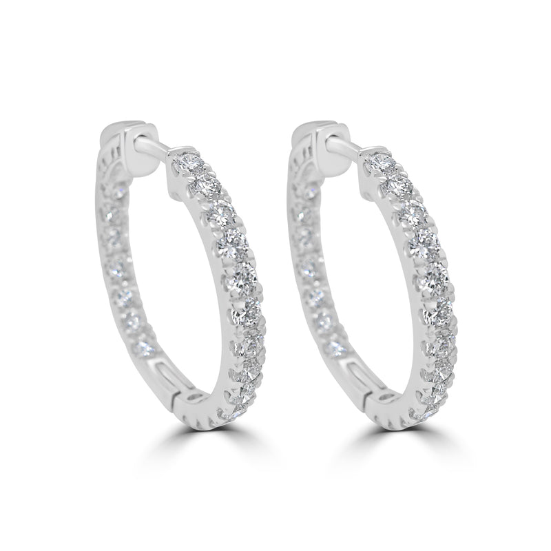 18ct White Gold Diamond Hoop Earrings 2.04ct