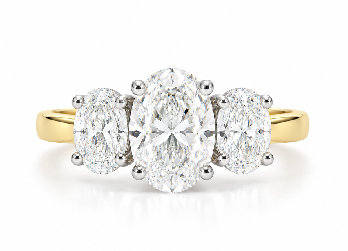 Lab Grown Diamond Oval Cut Trilogy Ring