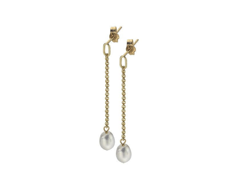 9ct Yellow Gold Twist Pearl Earrings