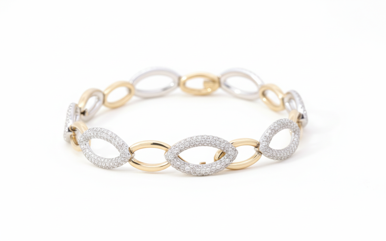 18ct Gold Two Tone Diamond Bracelet