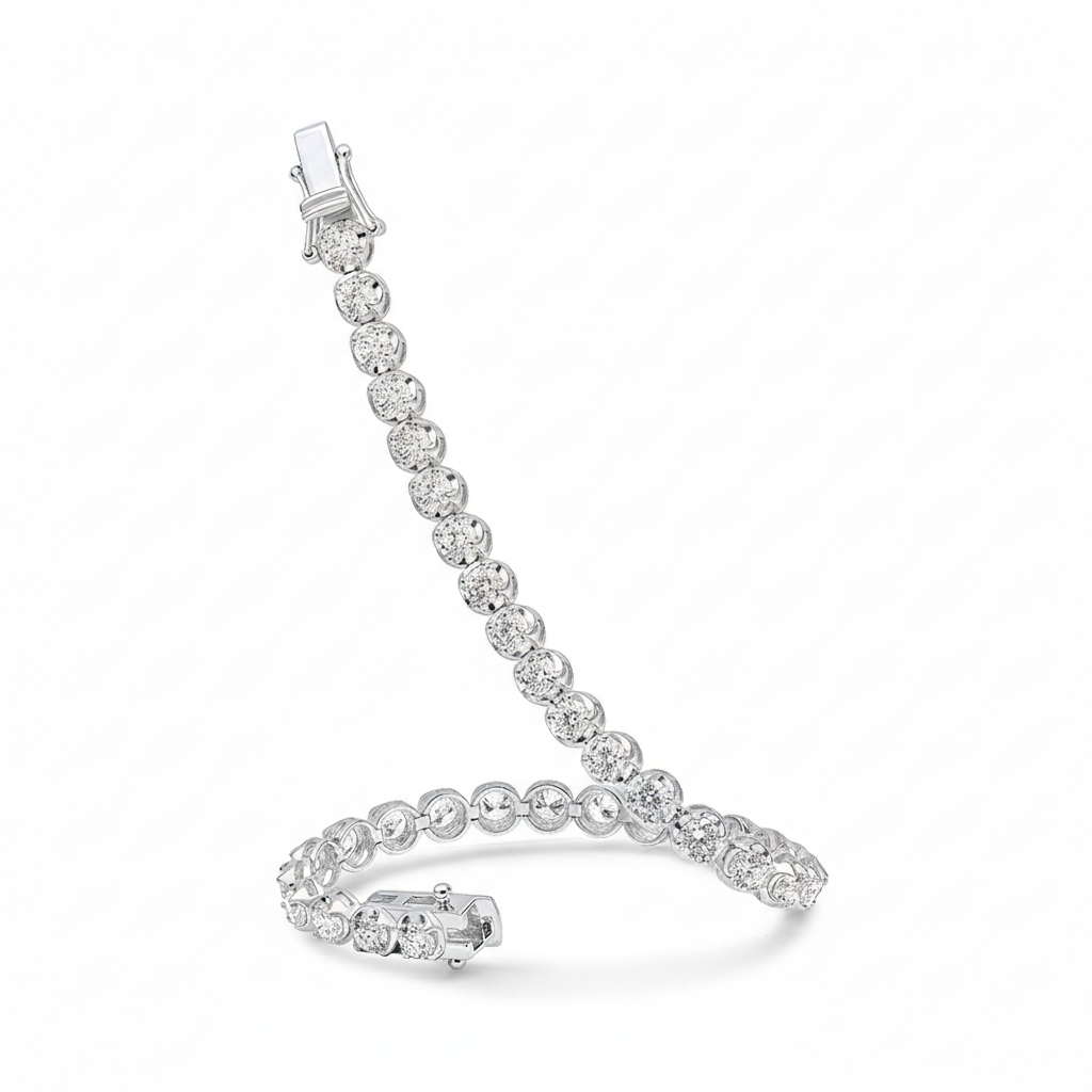 18ct White Gold Diamond Line Bracelet 10.09ct