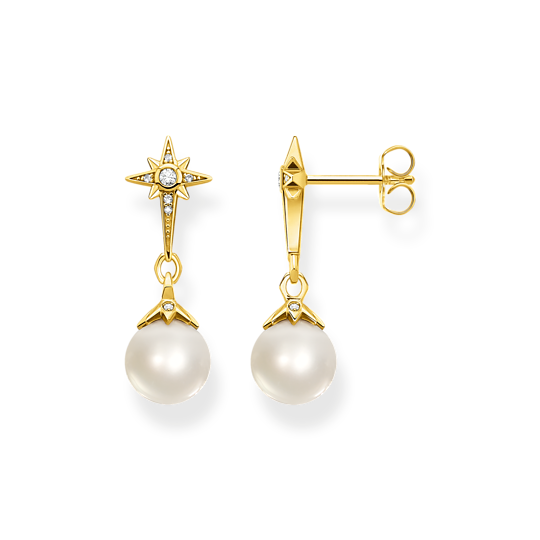 Thomas Sabo Gold Plated Star Pearl Drop Earrings H2118-445-14
