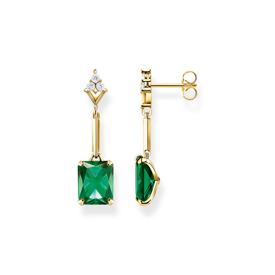 Thomas Sabo Gold Plated Green Drop CZ Earrings H2177-971-6