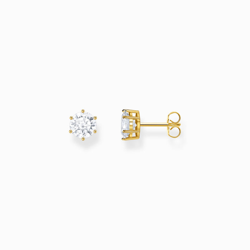 Thomas Sabo Gold-plated ear studs with big, white zirconia H2300-414-14