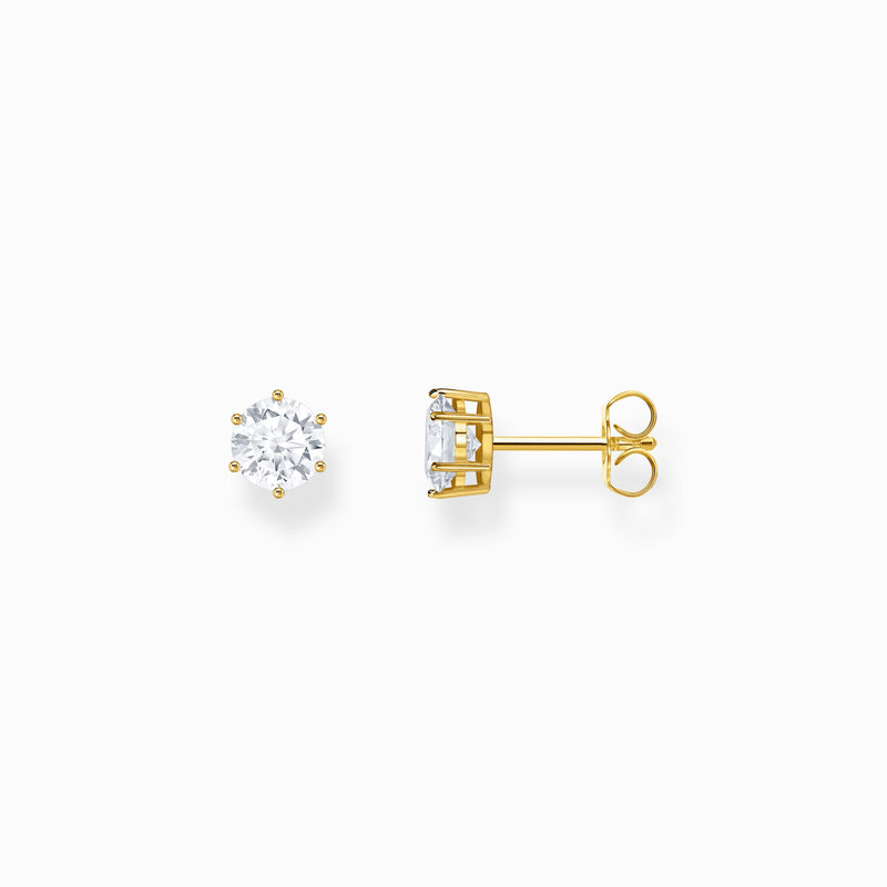 Thomas Sabo Gold-plated ear studs with white zirconia in brilliant cut H2301-414-14