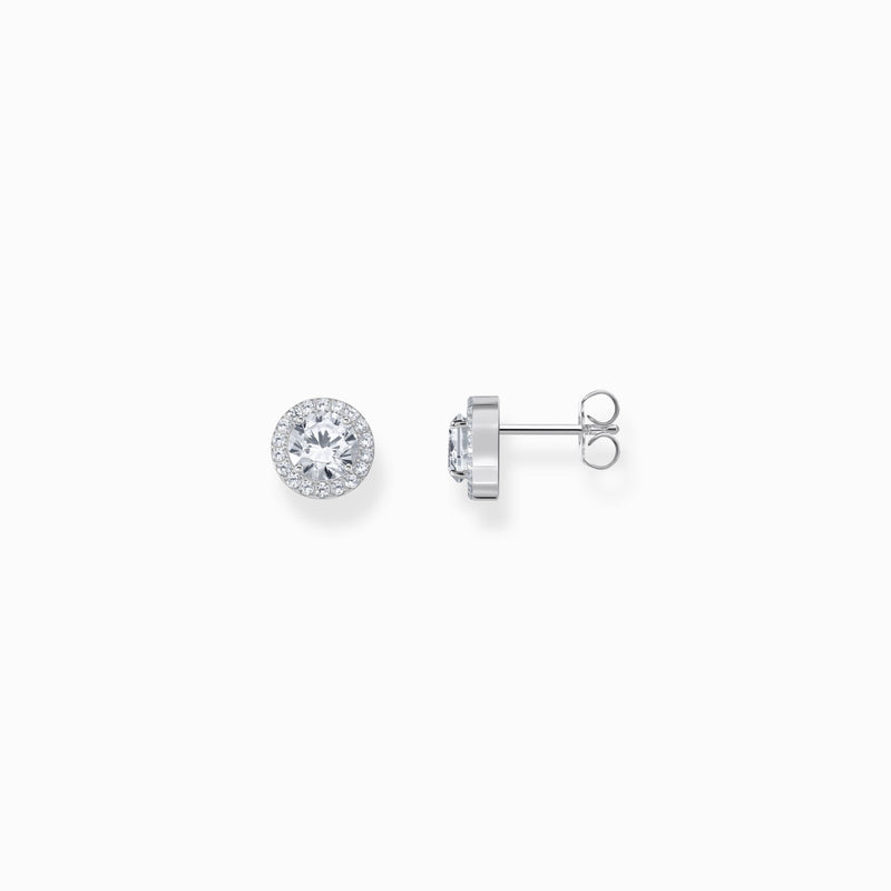 Thomas Sabo Silver halo ear studs with white zirconia in brilliant cut H2304-051-14