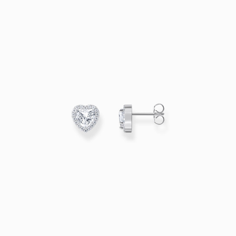 Thomas Sabo Silver heart-shaped halo ear studs with white zirconia H2305-051-14