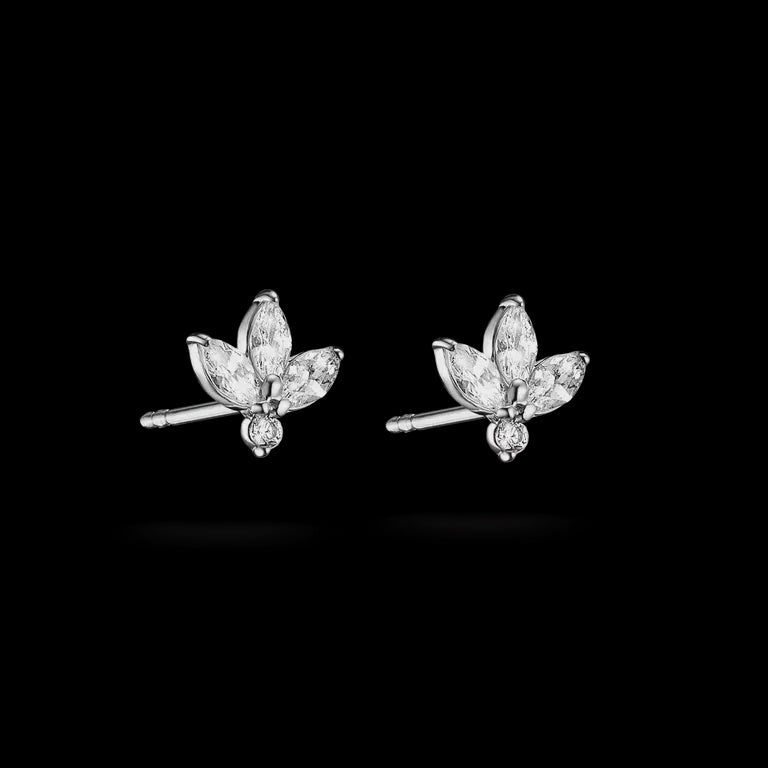Thomas Sabo Flower Stud Earrings with white teardrop zirconia Sterling Silver H2371-051-14