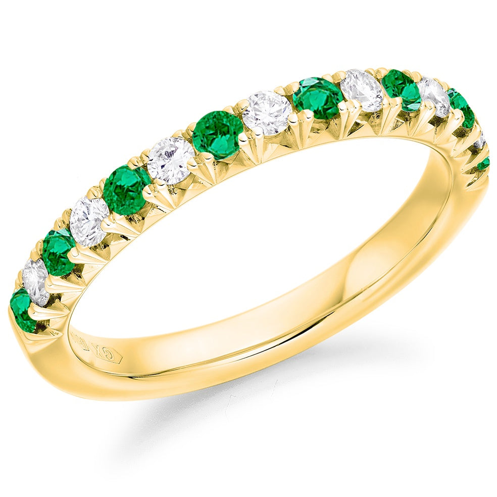 18ct Gold Emerald & Diamond Pave Set Eternity Ring