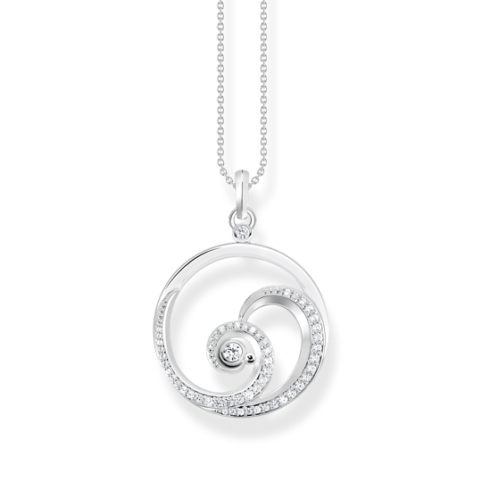 Thomas Sabo Silver Wave Necklace with white Stones KE2143-051-14