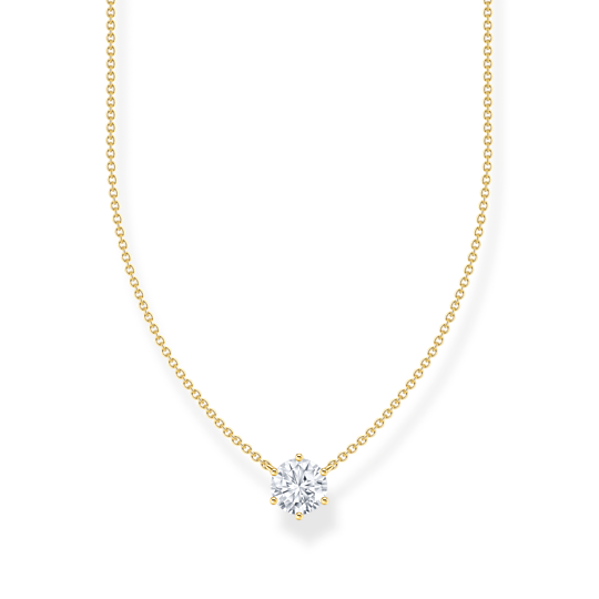 Thomas Sabo Yellow Gold Plated Necklace with White Zirconia Pendant KE2210-414-14