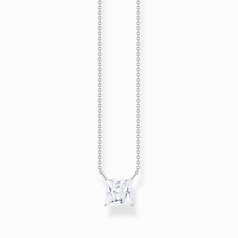 Thomas Sabo Silver necklace with square pedant and white zirconia KE2212-051-14