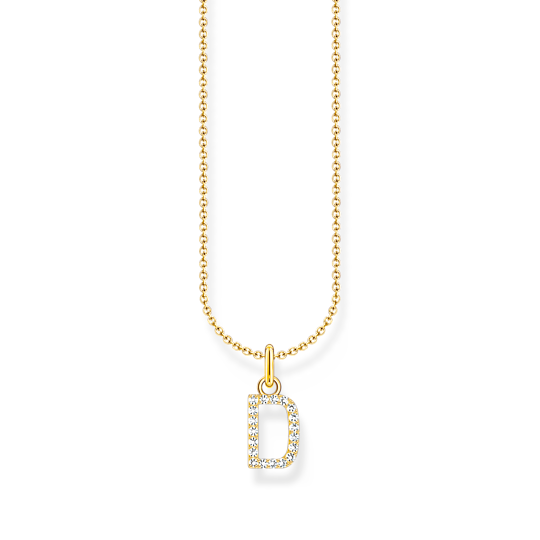 Thomas Sabo YGP Necklace with CZ Letter D Pendant