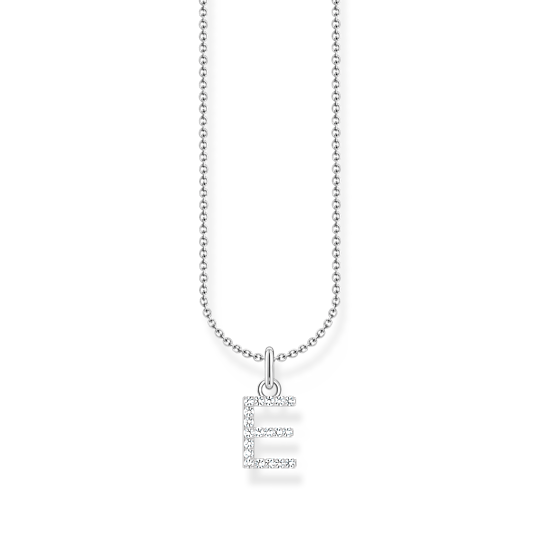 Thomas Sabo Silver Necklace with CZ Initial E KE2244-051-14