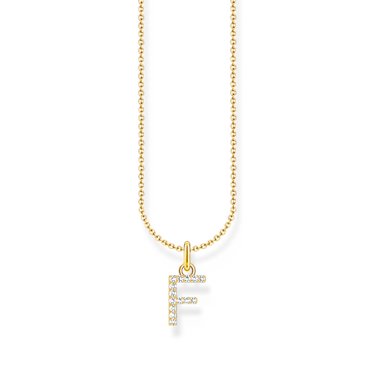 Thomas Sabo Gold Plated CZ 'F' Initial Necklace KE2245-414-14-L45V