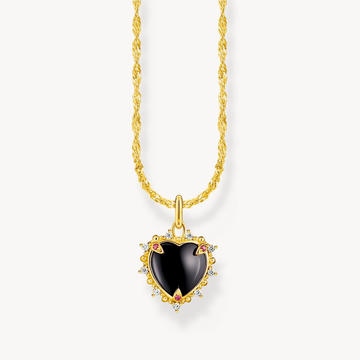 Thomas Sabo Gold Plated Neckalce with Black Heart Pendant KE2297-995-11