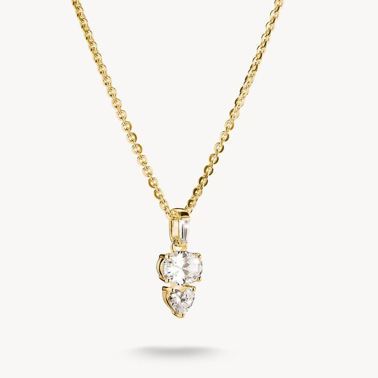 Thomas Sabo 18k Gold Plated Necklace with Oval and Heart Zirconia Stones KE2363-414-14