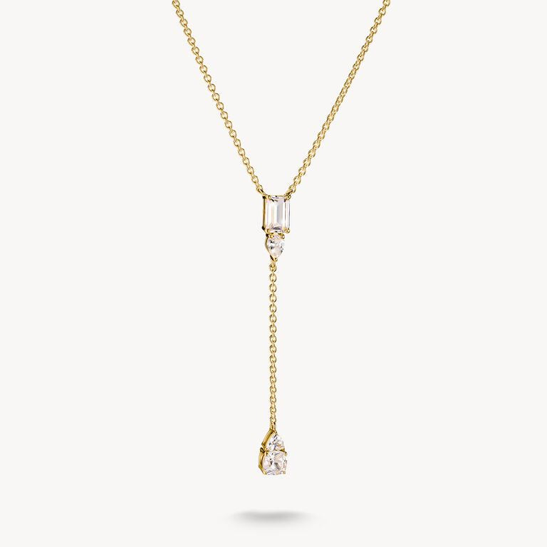 Thomas Sabo 18k Gold Plated Y Necklace with White Zirconia Stones Bold Elegance KE2364-414-14