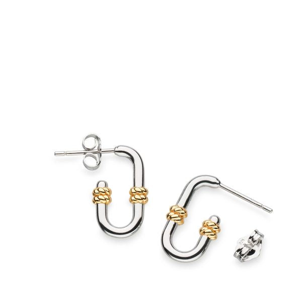 Kit Heath Marina Rope Bar Link Golden Semi Hoop Stud Earrings 41092GRP