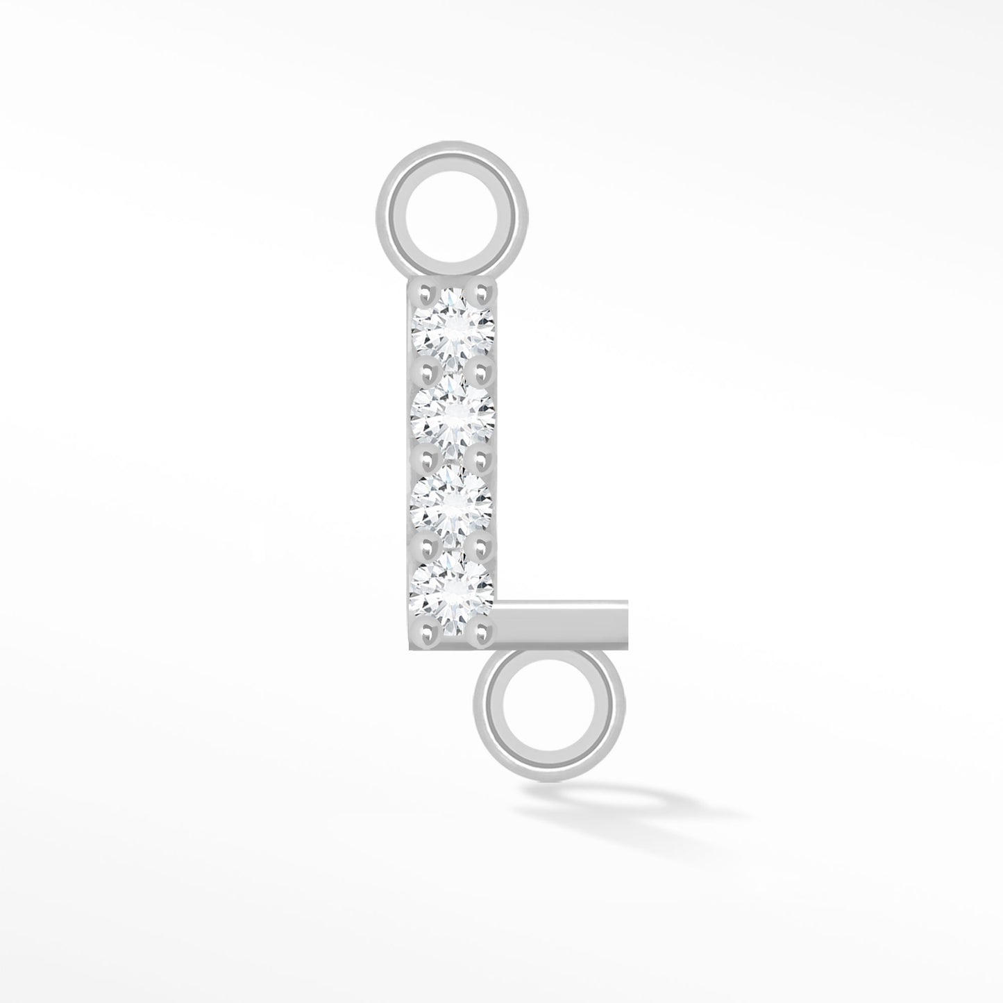 Perma Jewel Silver Moissanite Alphabet Connector L NW1224