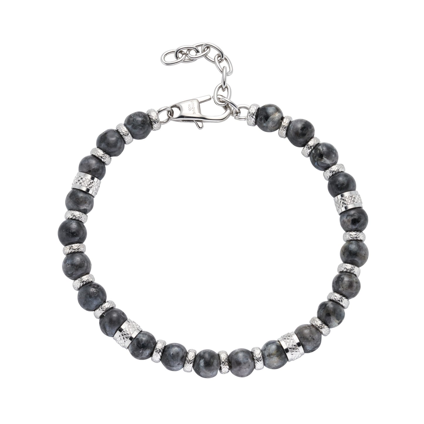 Unique & Co Stainless Steel Grey Labradorite Beads Bracelet LAB-291
