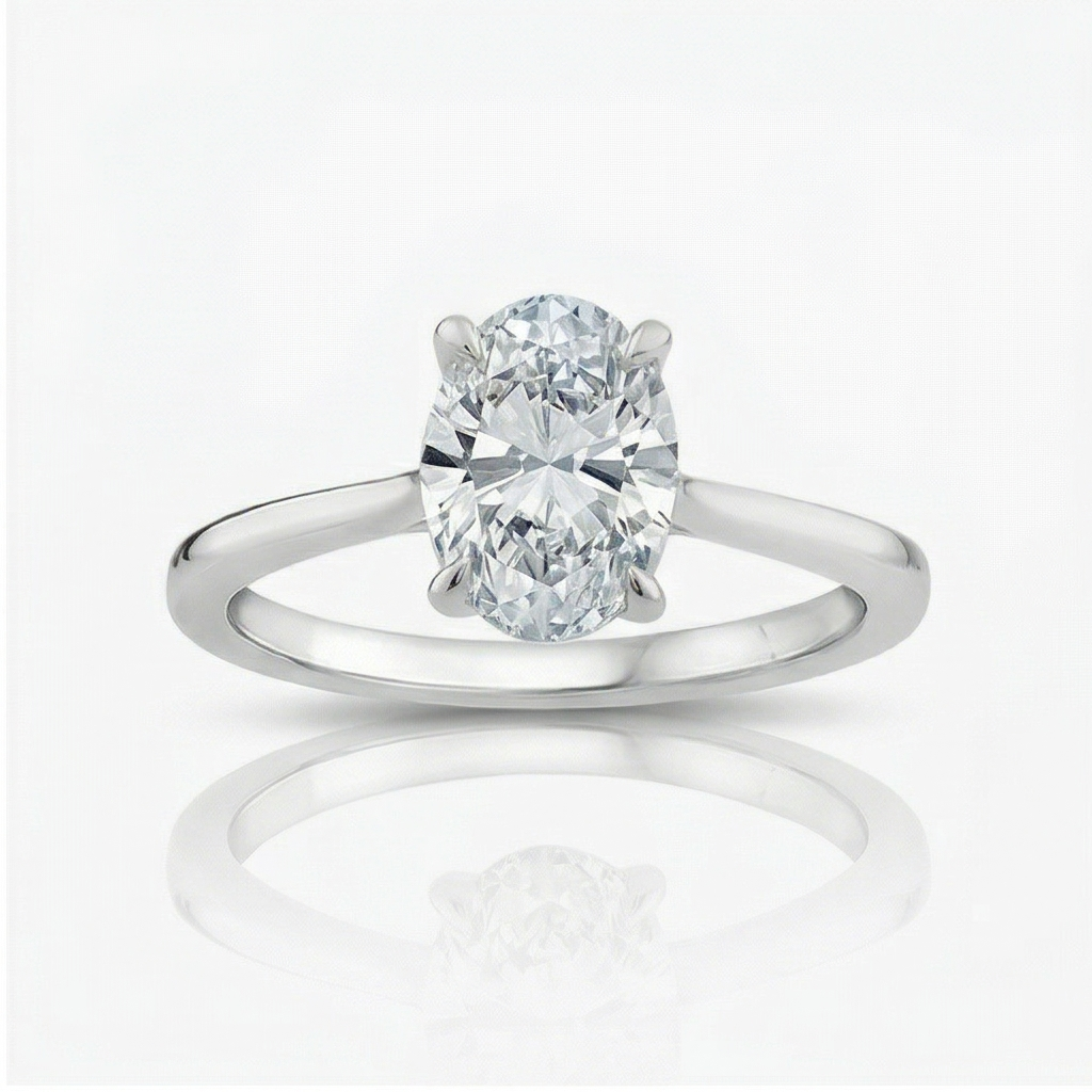 Platinum Oval Cut Lab Grown Diamond Solitaire Ring