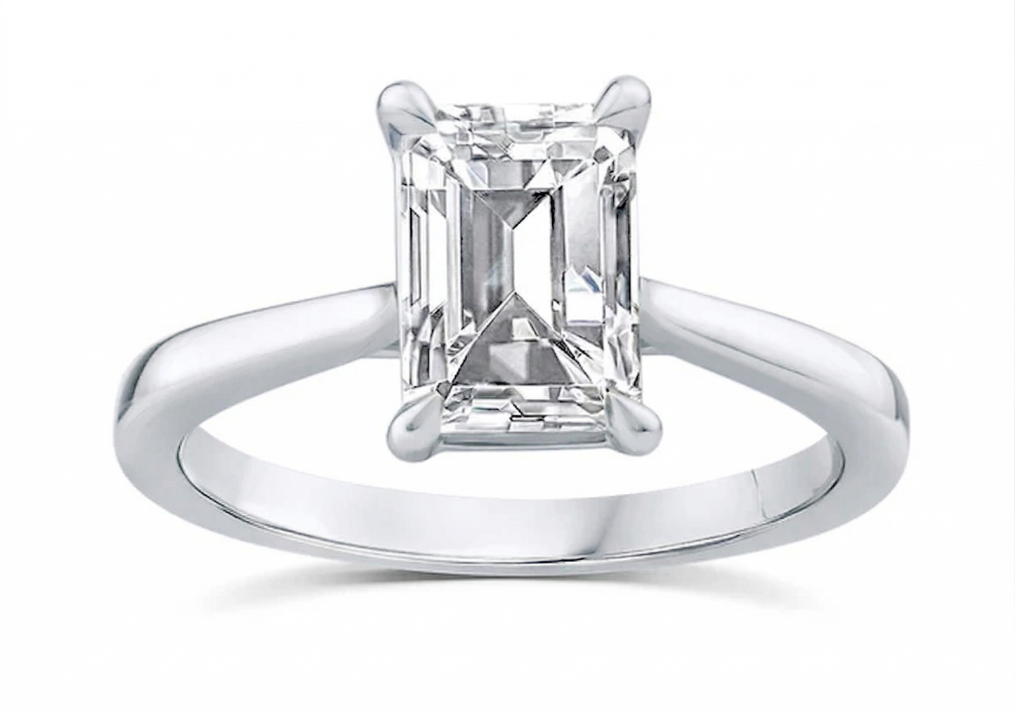 Platinum Lab Grown Diamond Emerald Cut Solitaire Ring