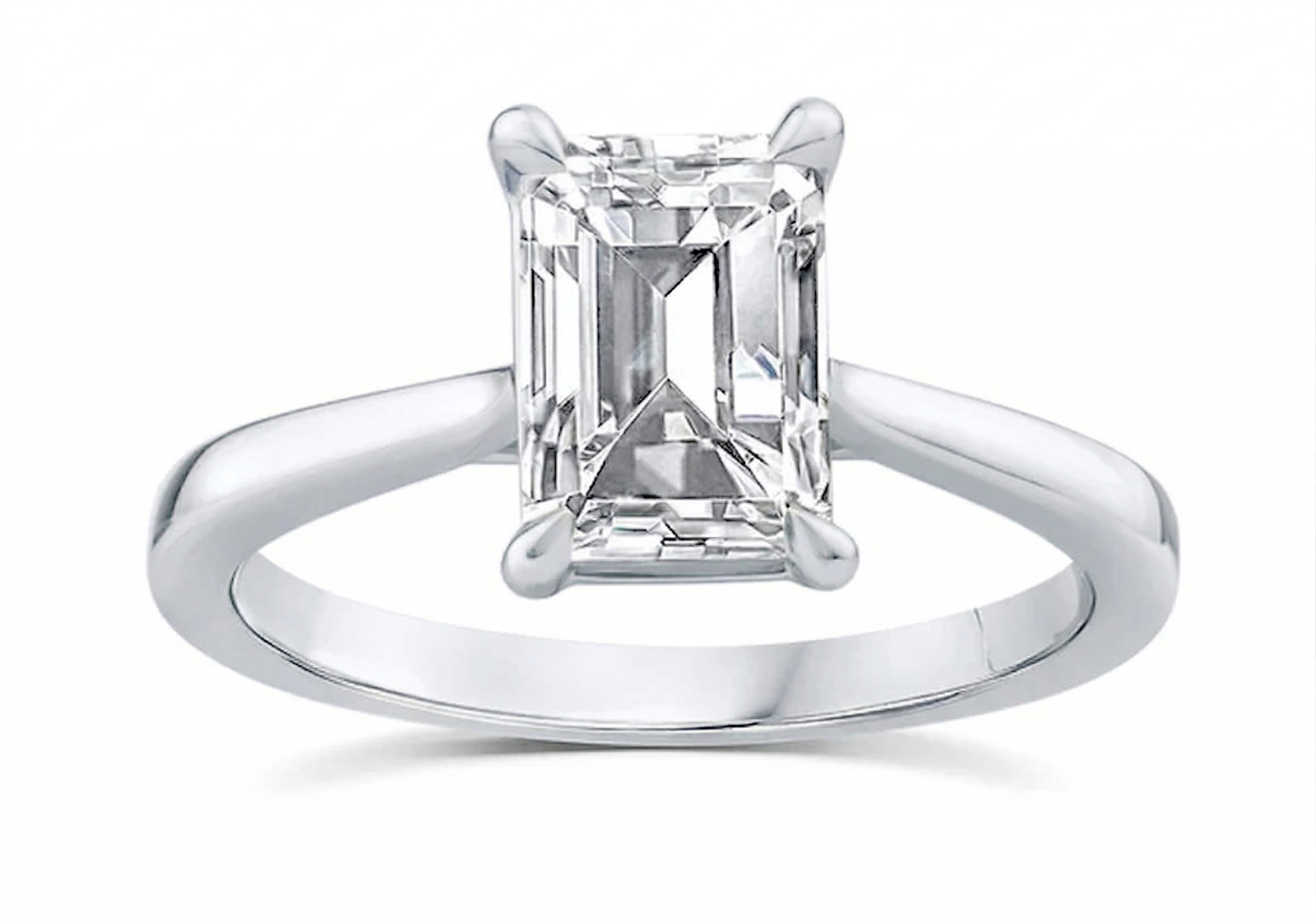 Platinum Lab Grown Diamond Emerald Cut Solitaire Ring