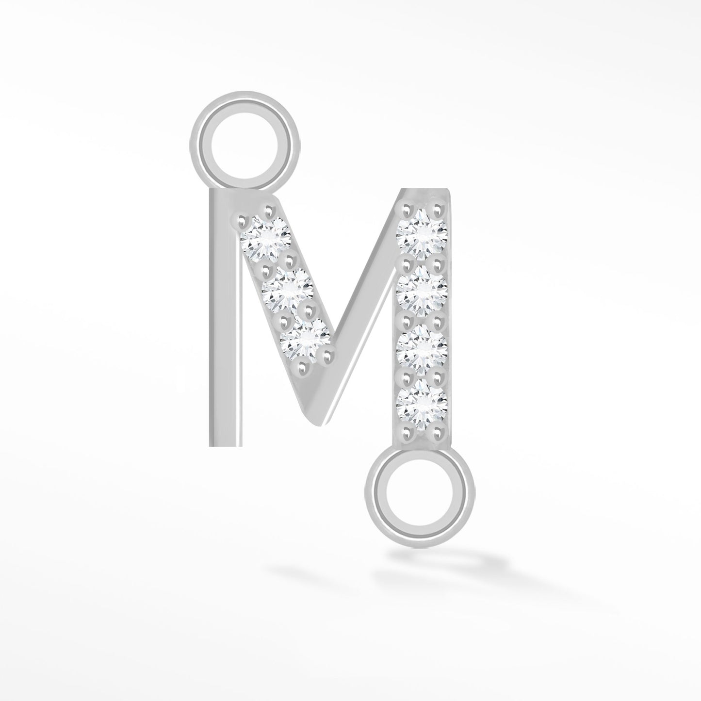 Perma Jewel Silver Moissanite Alphabet Connector M NW1225