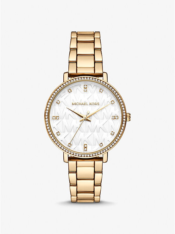 Michael Kors Pyper Gold-Tone Embossed Logo Watch MK4919