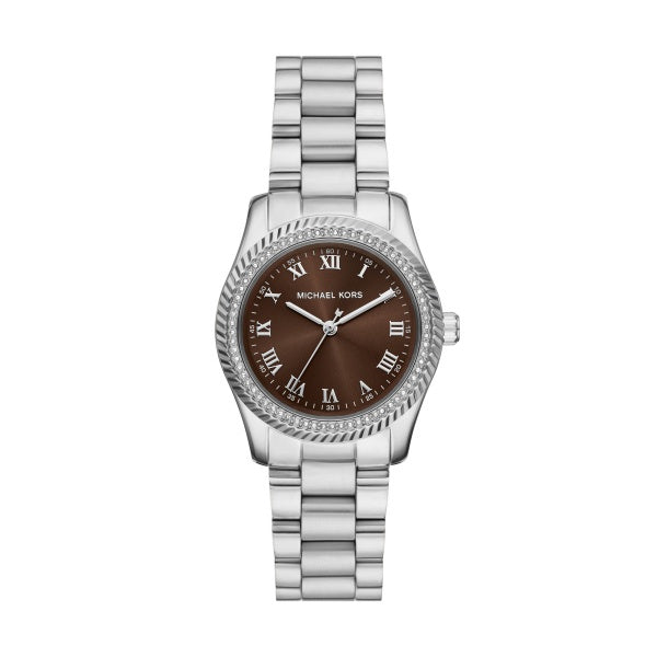 Michael Kors Lexington Silver Tone Brown Dial Watch MK7624