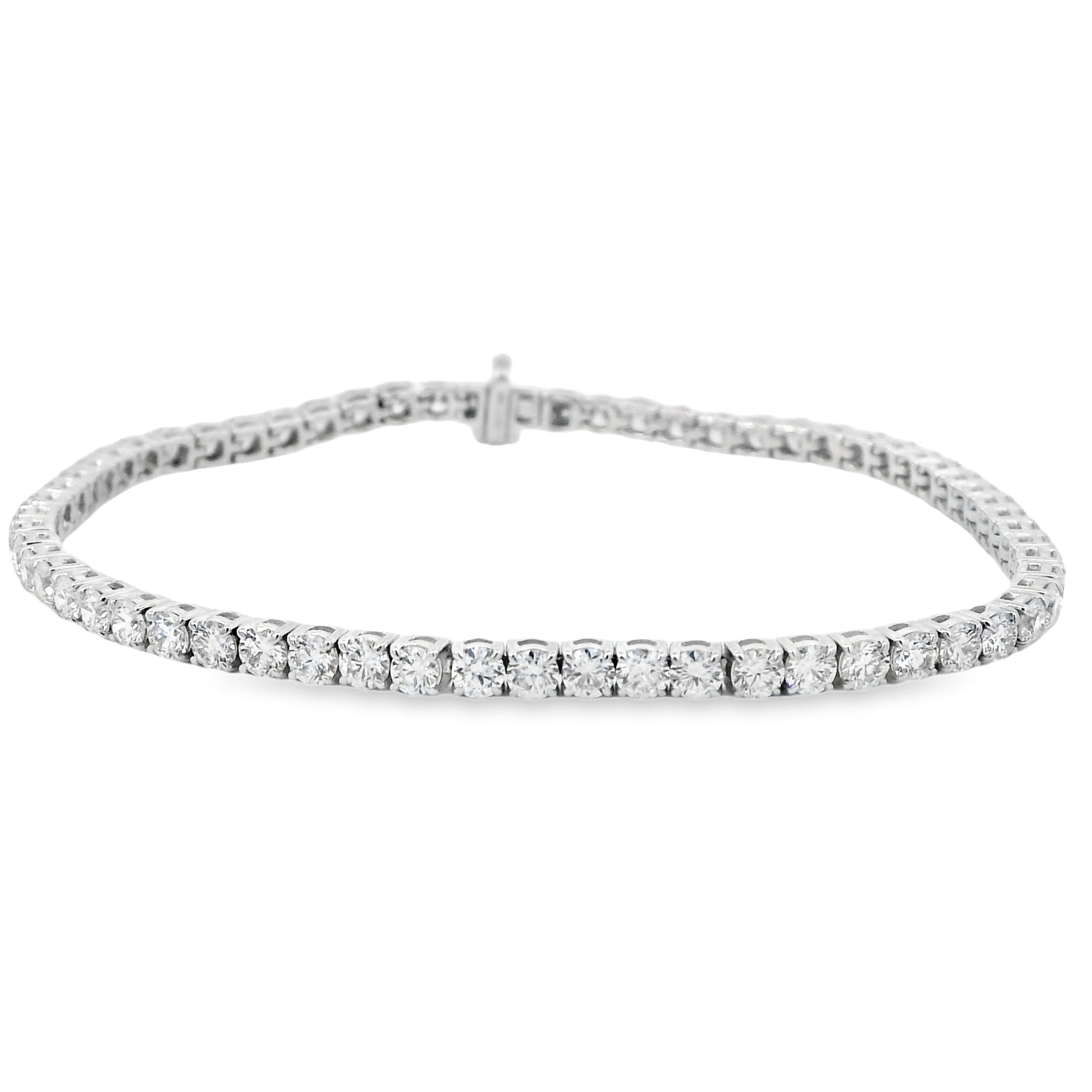 18ct White Gold Lab Grown Diamond Bracelet - Claw Set Brilliant Cut