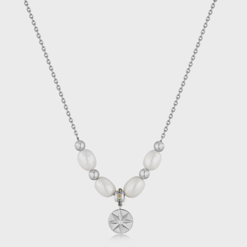 Ania Haie Silver Pearl Star Pendant Necklace N054-05H