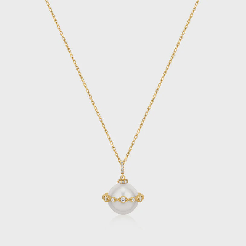 Ania Haie Gold plated Shell Pearl Halo Evil-Eye Necklace N075-02G