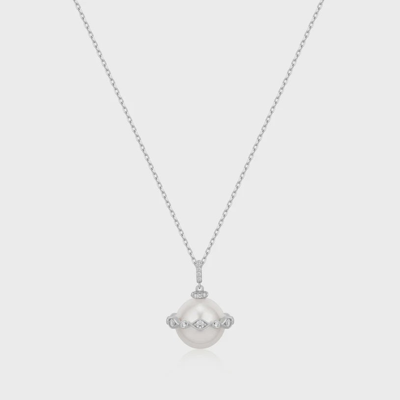 Ania Haie Silver Shell Pearl Halo Evil-Eye Necklace N075-02H