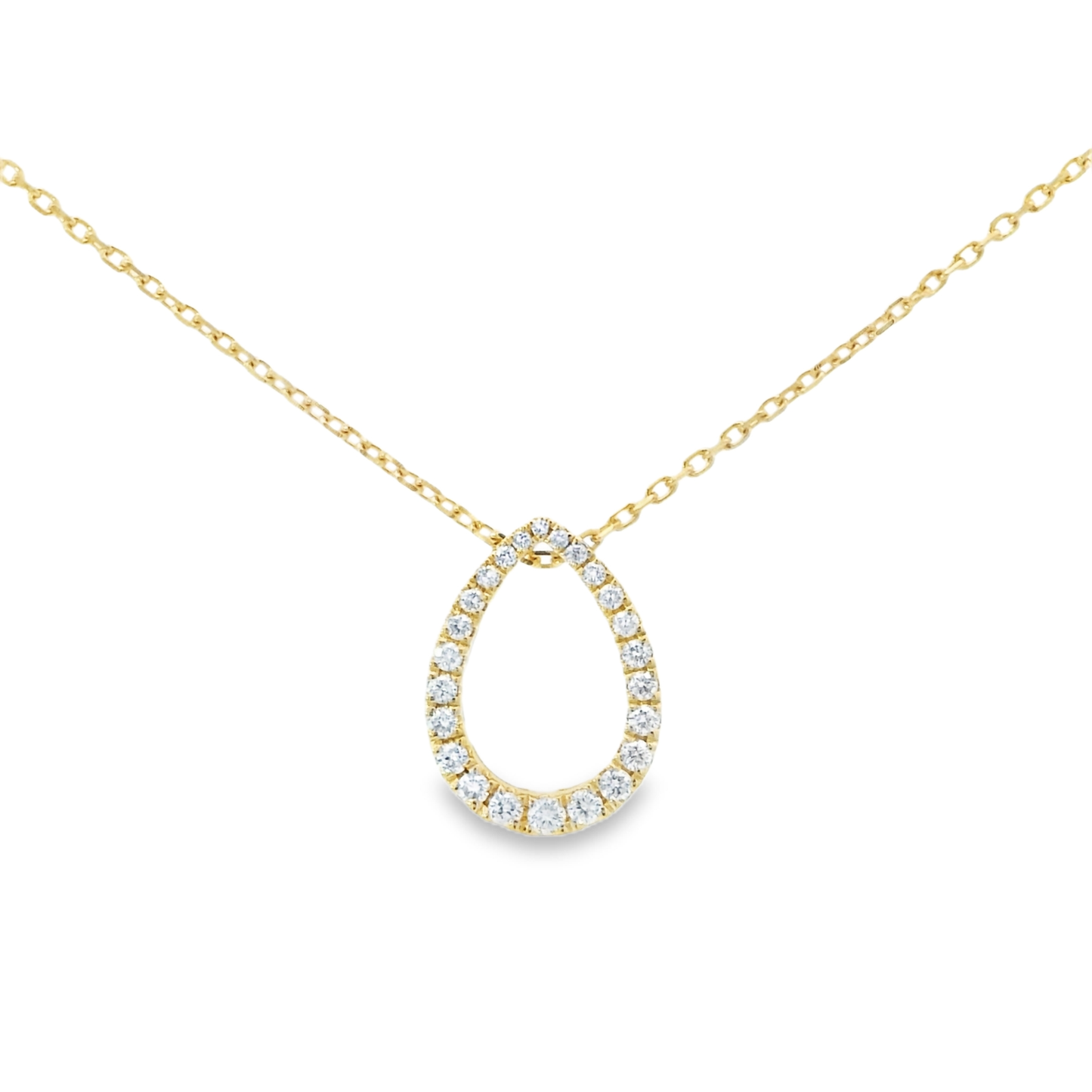 9ct Yellow Gold Diamond Teardrop Necklace 0.26ct