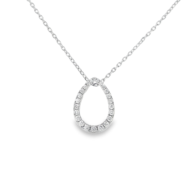 9ct White Gold Diamond Teardrop Necklace 0.25ct