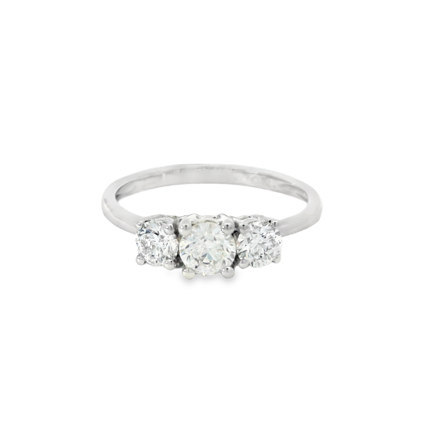 18ct White Gold Diamond Trilogy Ring - 0.76ct