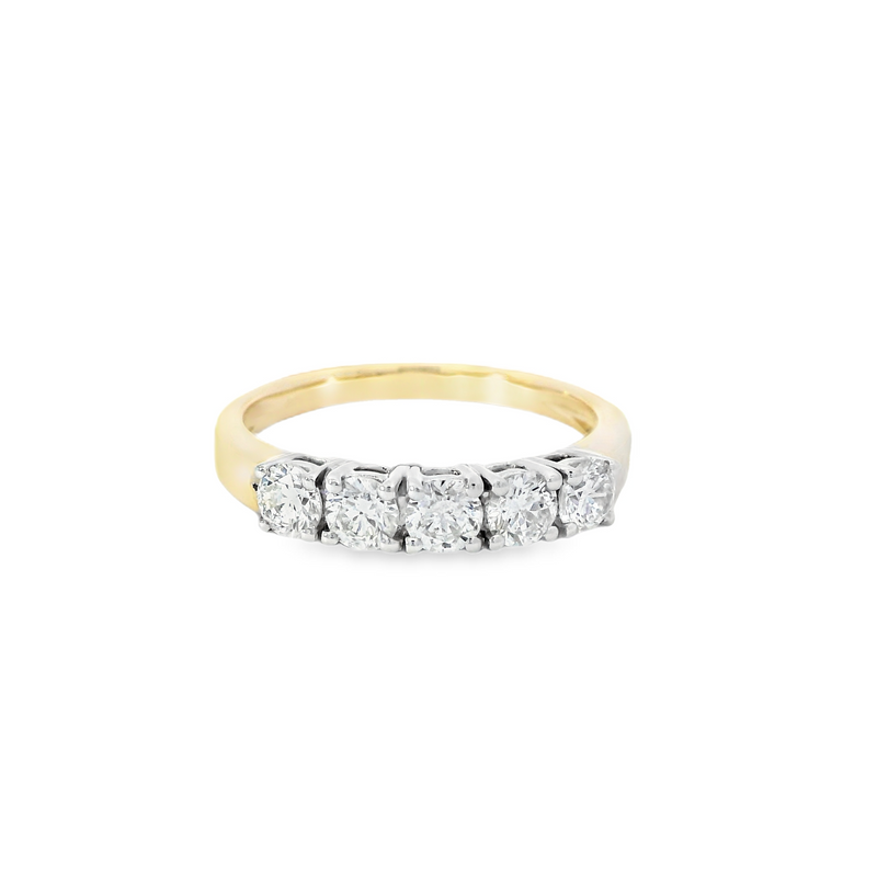 18ct Gold Diamond Five Stone Ring 0.75ct