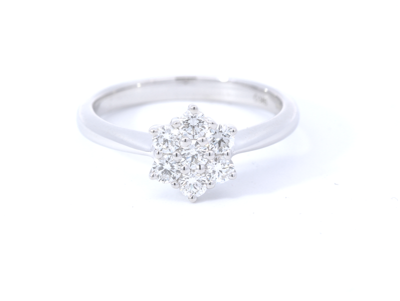 9ct White Gold Diamond Cluster Ring 0.49ct